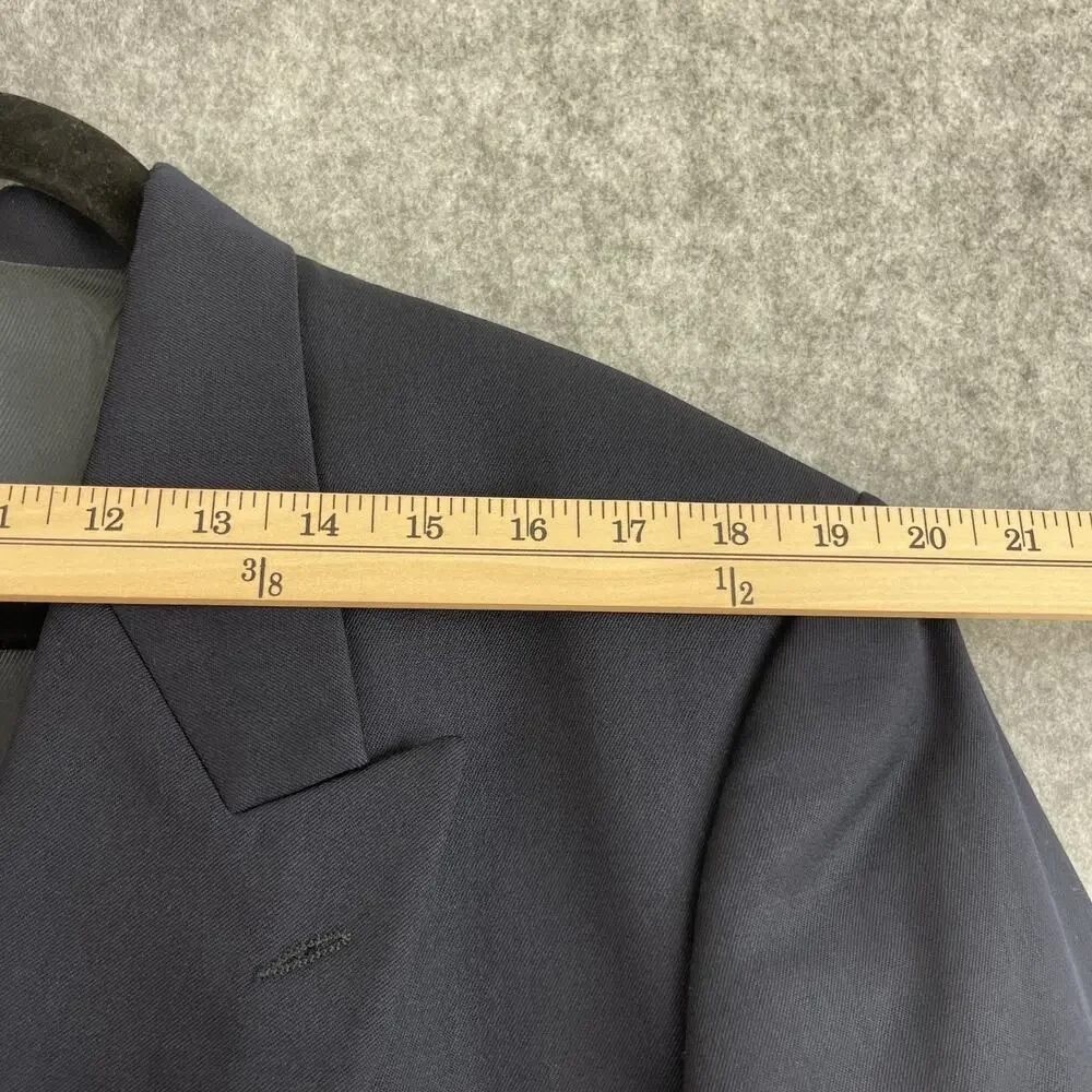 Oscar De La‎ Renta Blazer Jacket Mens 42L Blue Wool Double Breasted Gold Button